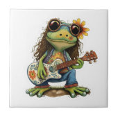 Retro Funny Hippie Frog Draag Glass Play Piano aan Tegeltje (Voorkant)