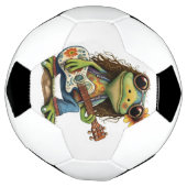 Retro Funny Hippie Frog Draag Glass Play Piano aan Voetbal (Gedraaid)