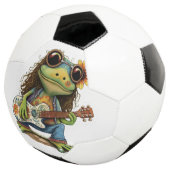 Retro Funny Hippie Frog Draag Glass Play Piano aan Voetbal (Drie kwart)