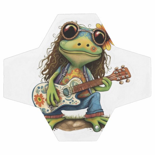 Retro Funny Hippie Frog Draag Glass Play Piano aan Voetbal (Enkel)