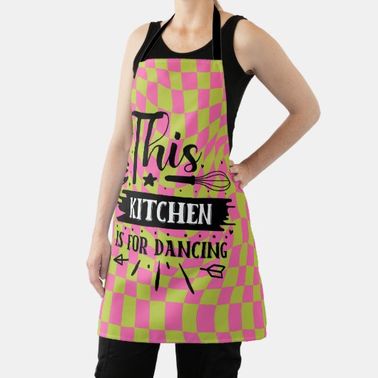 Retro Funny Keuken Gezegde Roze Groen Schort (Insitu)