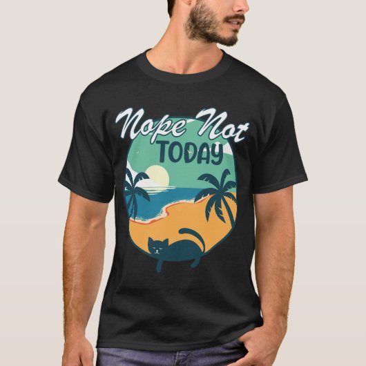 Retro  Funny Lazy Cat Nope niet vandaag T-shirt (Voorkant)