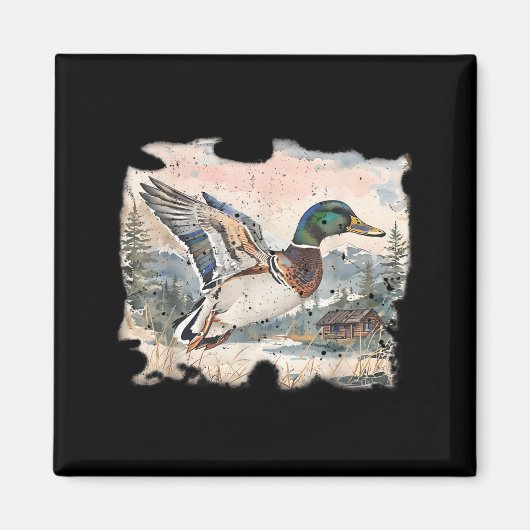 Retro Funny Mallard Duck Waterfowl Hunting Cozy Se Magneet (Voorkant)