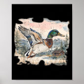 Retro Funny Mallard Duck Waterfowl Hunting Cozy Se Poster (Voorkant)