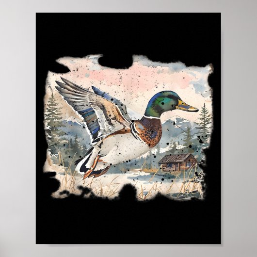 Retro Funny Mallard Duck Waterfowl Hunting Cozy Se Poster (Voorkant)