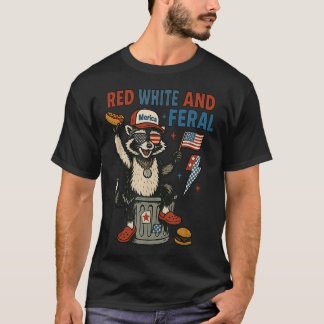 Retro Funny Merica Raccoon 4th Of July Red White A T-shirt
