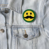 Retro Funny Mustache Mustache Face Ronde Button 5,7 Cm (In situ)