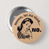 Retro Funny No Button (Voorkant /achterkant)