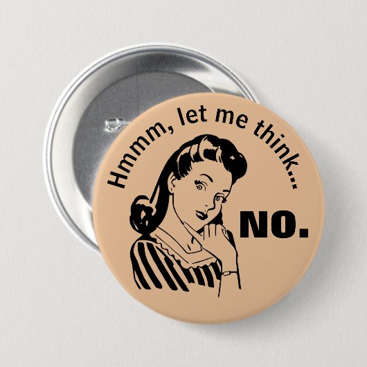 Retro Funny No Button (Voorkant /achterkant)