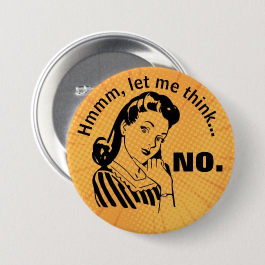 Retro Funny No Button (Voorkant /achterkant)