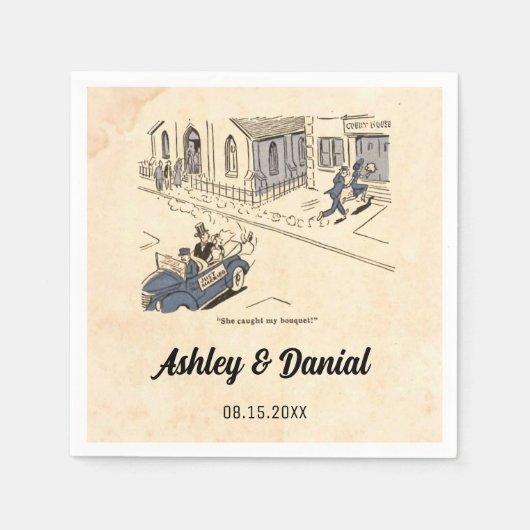  Retro Funny Old 50s Comic Rustic Wedding Servet (Voorkant)