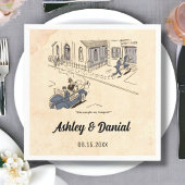  Retro Funny Old 50s Comic Rustic Wedding Servet