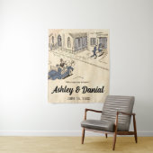 Retro Funny Old Couple 50s Rustic Wedding Wandkleed (In situ)
