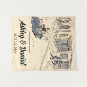 Retro Funny Old Couple 50s Rustic Wedding Wandkleed (Voorkant (horizontaal))