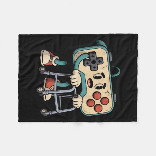 Retro Funny Old Gamer 80s 90s Clic Video Game Humo Fleece Deken (Voorkant (Horizontaal))
