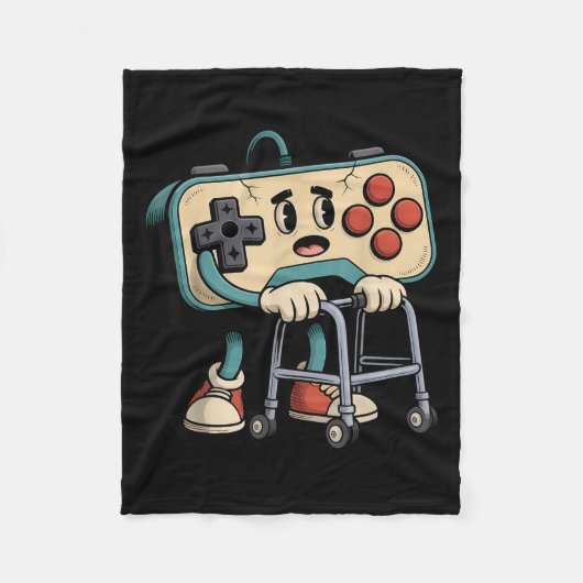 Retro Funny Old Gamer 80s 90s Clic Video Game Humo Fleece Deken (Voorkant)