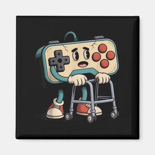 Retro Funny Old Gamer 80s 90s Clic Video Game Humo Magneet (Voorkant)