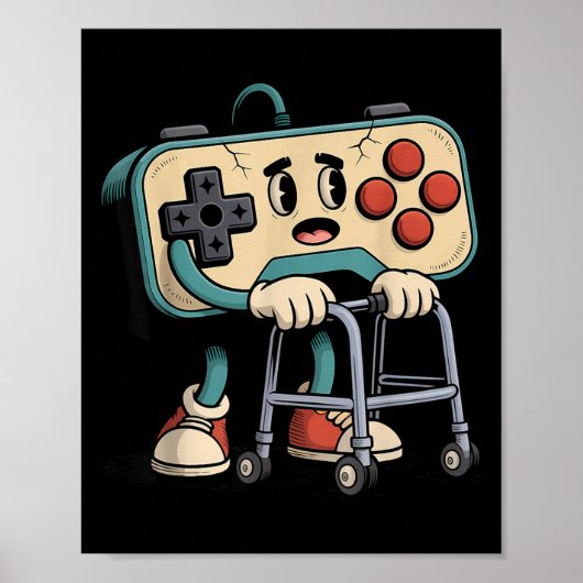 Retro Funny Old Gamer 80s 90s Clic Video Game Humo Poster (Voorkant)