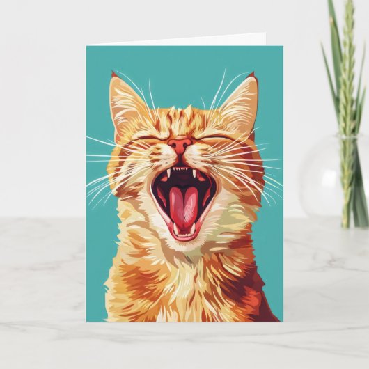 Retro Funny Oranje Cat Feestdagen Kaart (Voorkant)