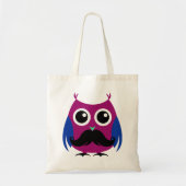 Retro Funny Owl met Handlebar Mustache Tote Bag (Voorkant)