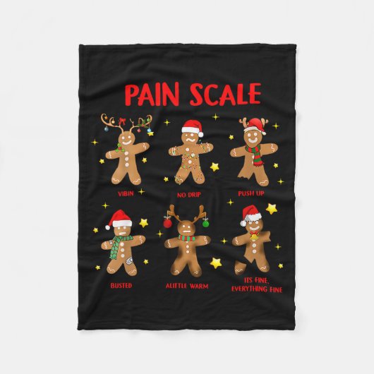 Retro Funny Pain Scale Gingerbread Nurse Christmas Fleece Deken (Voorkant)