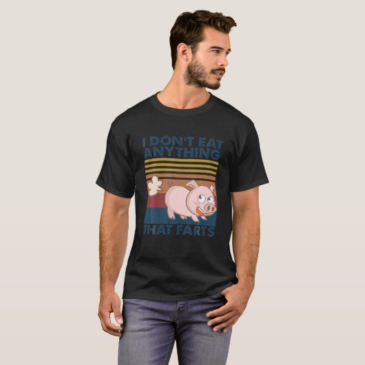 Retro Funny Pig... ik eet niets dat zo leuk is T-shirt (Voorkant volledig)