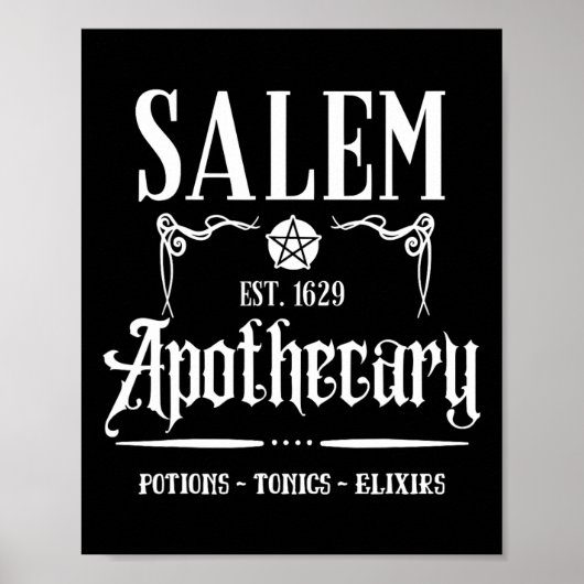 Retro Funny Salem Witch Machusetts Apothecary Hall Poster (Voorkant)