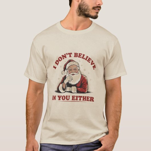 Retro Funny Santa Ik geloof ook niet in jou jaren  T-shirt (Voorkant)