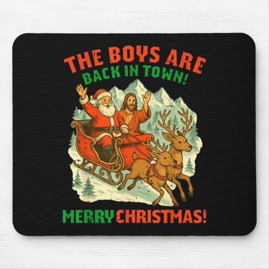 Retro Funny Santa Jesus The Boys Are Back In Town  Muismat (Voorkant)
