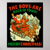 Retro Funny Santa Jesus The Boys Are Back In Town  Poster (Voorkant)