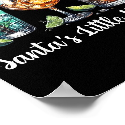 Retro Funny Santa's Little Helper Martini Merry Ch Poster (Hoek)