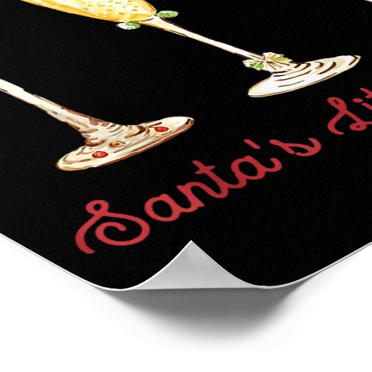 Retro Funny Santa's Little Helper Martini Merry Ch Poster (Hoek)