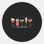 Retro Funny Santa's Little Helper Martini Merry Ch Ronde Sticker (Voorkant)