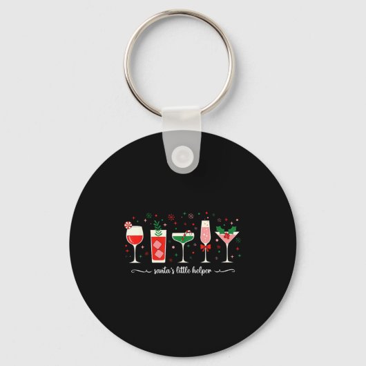 Retro Funny Santa's Little Helper Martini Merry Ch Sleutelhanger (Voorkant)