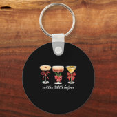 Retro Funny Santa's Little Helper Martini Merry Ch Sleutelhanger (Voorkant)