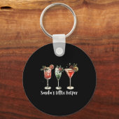 Retro Funny Santa's Little Helper Martini Merry Ch Sleutelhanger (Voorkant)