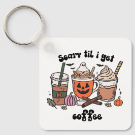 Retro Funny Scary Tot Ik Koffie Krijg Halloween Sleutelhanger