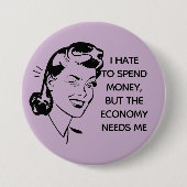 Retro Funny Shopping Quote Button (Voorkant)