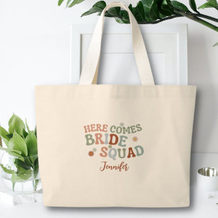 Retro Funny Simple Bridesmaid Bachelorette Gift Grote Tote Bag