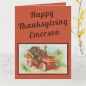 Retro Funny Thanksgiving leden kletsen Turkse Cart Kaart (Gele Bloem)