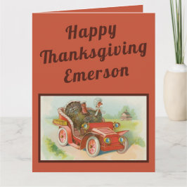 Retro Funny Thanksgiving leden kletsen Turkse Cart Kaart