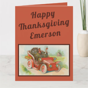 Retro Funny Thanksgiving leden kletsen Turkse Cart Kaart