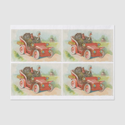 Retro Funny Thanksgiving leden kletsen Turkse Cart Tissuepapier (Voorkant)