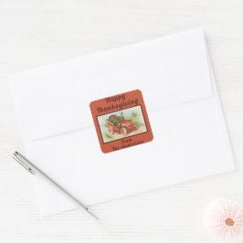 Retro Funny Thanksgiving leden kletsen Turkse Cart Vierkante Sticker