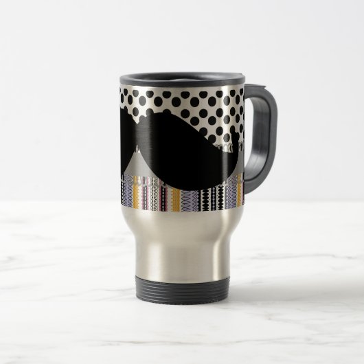 Retro Funny Trendy Mustache Mustache Stache Reisbeker (Voorkant rechts)