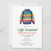 Retro Funny Ugly Sweater Christmas Invitation Kaart (Voorkant)