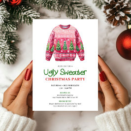 Retro Funny Ugly Sweater Holiday Party Card Kaart