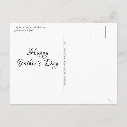 Retro Funny Vaderdag Golfing Cat & Caddie Feestdagenkaart (Achterkant)