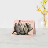 Retro Funny Verjaardag Kaart Lady op Varken Gezegd (Gele Bloem)