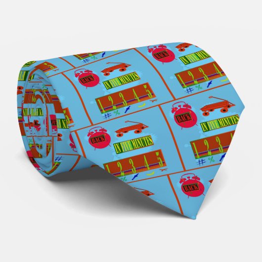 Retro Funny  Wekker terug IN 5 minuten Stropdas (Opgerold)